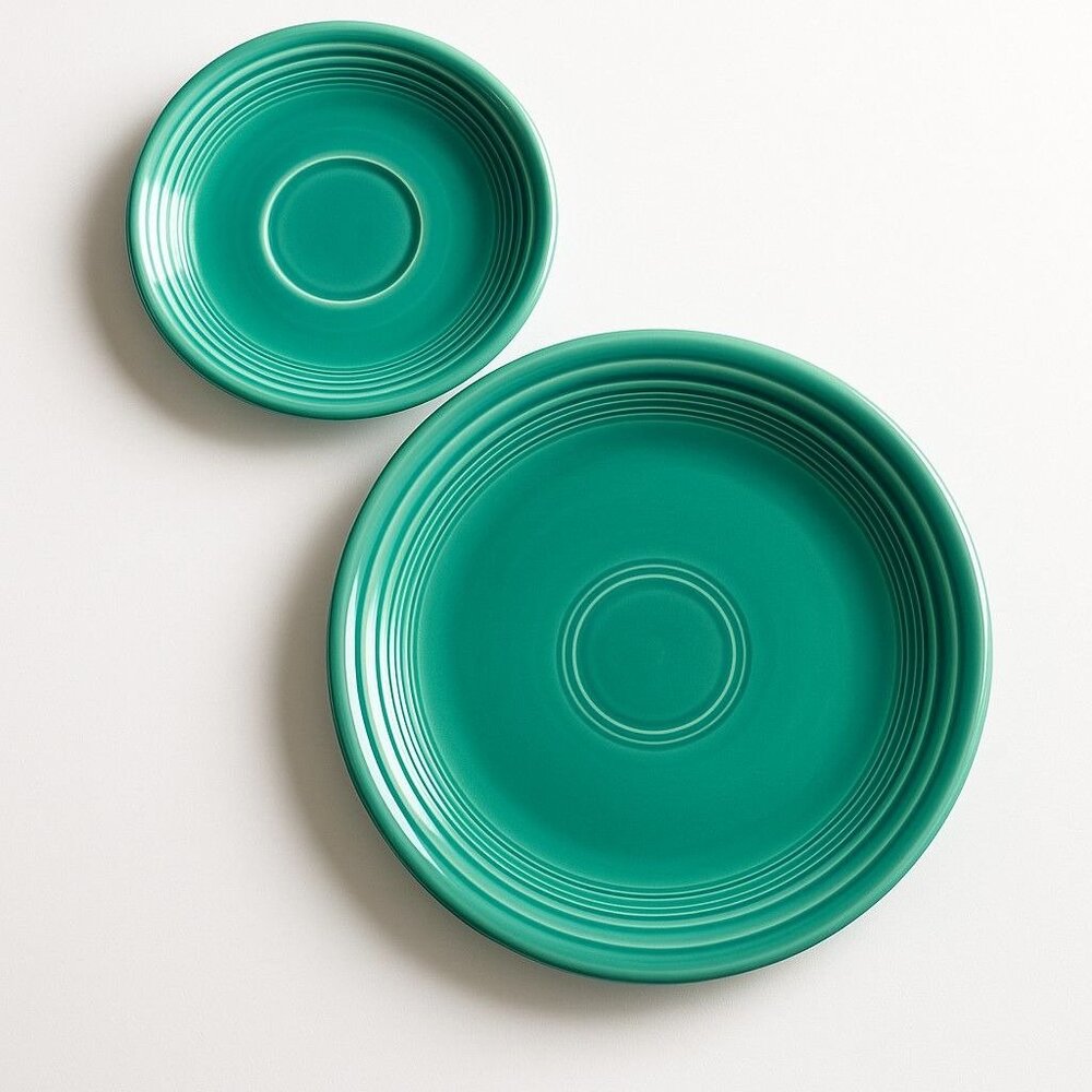 Vintage Fiesta Green Saucer Plates Set Of 2 - Picture 1 of 5